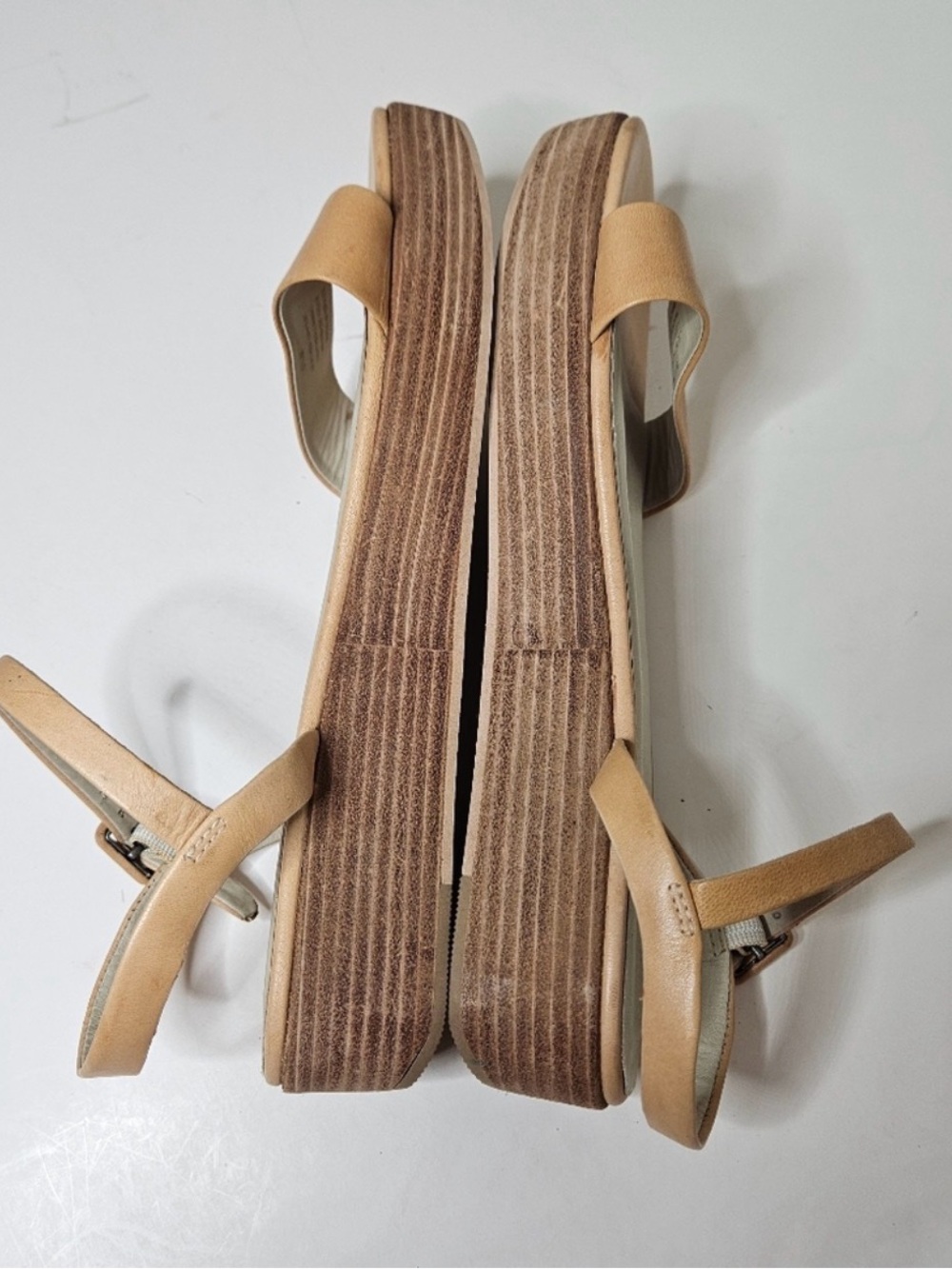 Able Larissa Platform Sandals Camel Nude Tan Leather Women's 9.5 - Picture 3 of 6